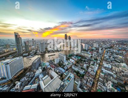 Aerial view of Icon Siam water front building in downtown Bangkok, Thailand Stock Photo