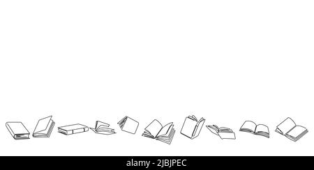 books line art pattern vector illustration for decoration, background,etc. One line drawing of book icon. Stock Vector