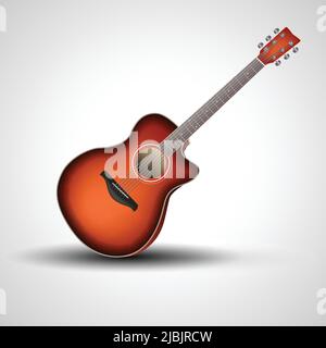 wooden old guitar . vector illustration Stock Vector