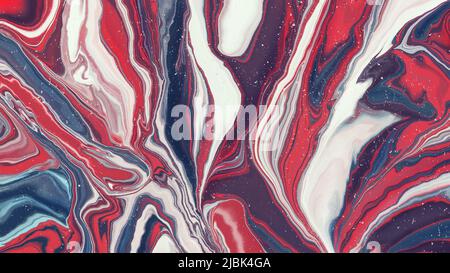 Digital fluid art in red, white and blue acrylic. Abstract creative trend background. Dynamic lines, fluid movements, burst of emotions, passion, free Stock Photo