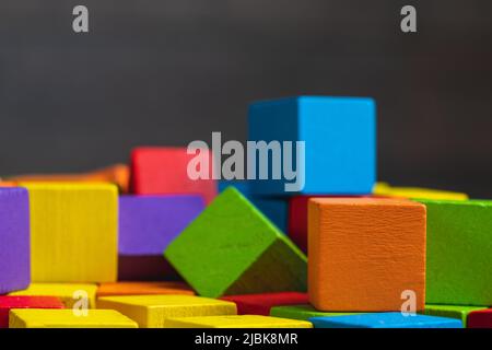 A detail shot of colorful and quadratic building blocks. Stock Photo