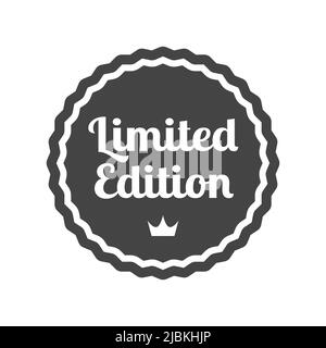 Limited edition label with crown. Black vector sticker, stamp or badge. Stock Vector