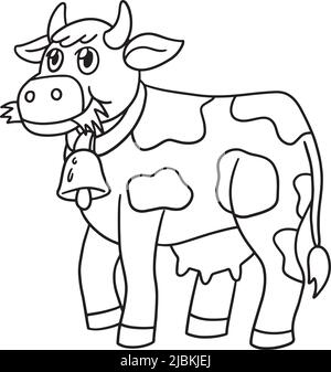 Cow Coloring Page Isolated for Kids Stock Vector