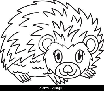 Coloring book or page for kids. hedgehog black and white vector ...