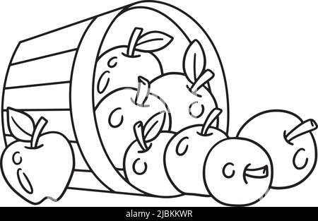 Thanksgiving Apple Isolated Coloring Page for Kids Stock Vector