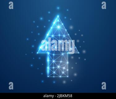 Up arrow 3d symbol in blue low poly style. Growth, direction design concept vector illustration. Business goal polygonal wireframe. Stock Vector