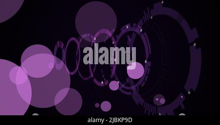 Image of glowing purple spots of light over scopes scanning Stock Photo