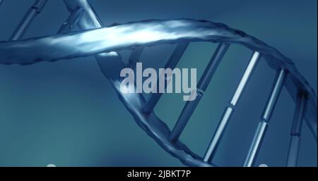 Image of dna strand on blue background Stock Photo