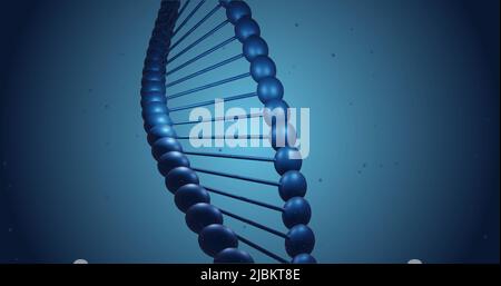 Image of dna strand over light spots on blue background Stock Photo