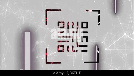Image of qr code scanning over network of connections Stock Photo
