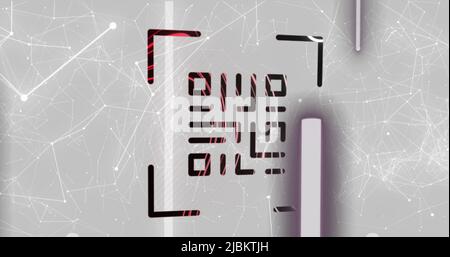 Image of qr code scanning over network of connections Stock Photo