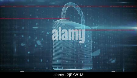 Image of data processing, online security padlock Stock Photo