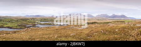 Panoramic view over Clifden Bay, Connemara, County Galway, Ireland Stock Photo