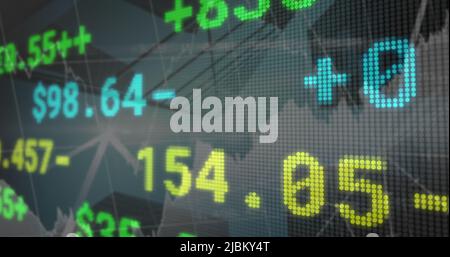 Image of data processing over modern building Stock Photo