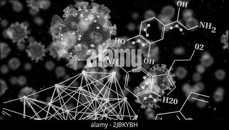 Image of virus cells over shapes Stock Photo