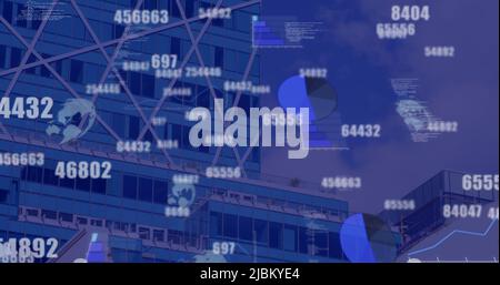 Image of data processing over landscape Stock Photo