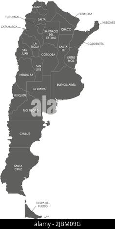 Vector map of Argentina with provinces or federated states and administrative divisions. Editable and clearly labeled layers. Stock Vector