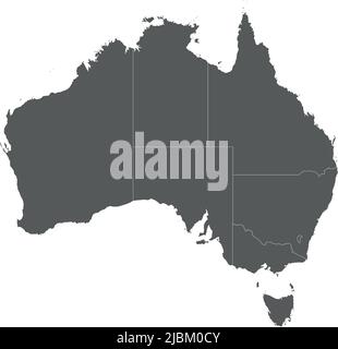 Vector blank map of Australia with regions or territories and administrative divisions. Editable and clearly labeled layers. Stock Vector
