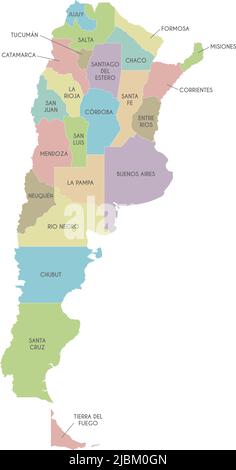 Vector map of Argentina with provinces or federated states and administrative divisions. Editable and clearly labeled layers. Stock Vector