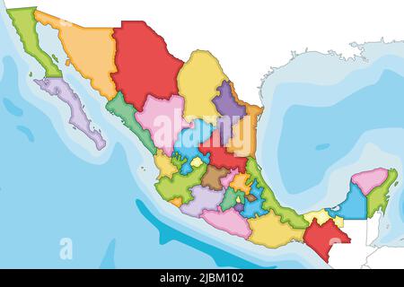Vector illustrated map of Mexico with regions or states and administrative  divisions, and neighbouring countries. Editable and clearly labeled layers  Stock Vector Image & Art - Alamy
