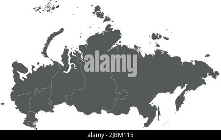 Vector blank map of Russia with regions or or federal districts and administrative divisions. Editable and clearly labeled layers. Stock Vector