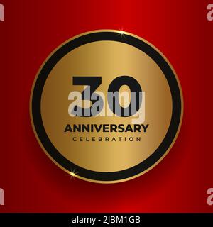 30 years anniversary celebration background. Celebrating 30th anniversary event party poster template. Vector golden circle with numbers and text on Stock Vector