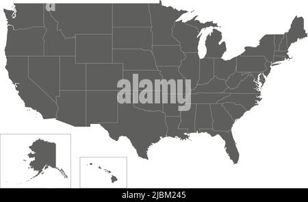 Vector blank map of USA with states and administrative divisions. Editable and clearly labeled layers. Stock Vector