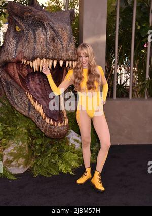 HOLLYWOOD, CA - JUNE 06: Emily Carmichael attends the Los Angeles premiere of Universal Pictures' 'Jurassic World Dominion' at the TCL Chinese Theatre Stock Photo