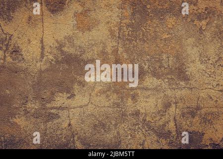 Dark brown cement wall, abstract vintage background. Concrete grunge texture, stucco. Plaster surface. Blank space. Design backdrop. Natural weathered Stock Photo
