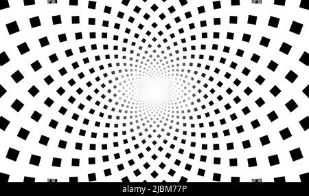 Fractal spiral geometric background with mosaic cube dots isolated on a white background. Stock Vector