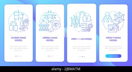 MaaS models blue gradient onboarding mobile app screen Stock Vector