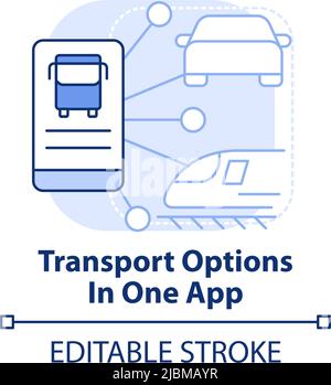 Transport options in one app light blue concept icon Stock Vector