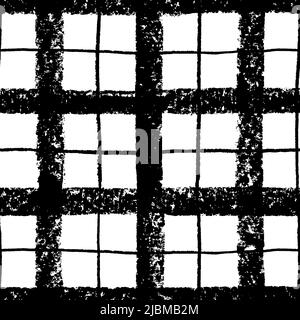 Checkered hand drawn black vector seamless pattern Stock Vector