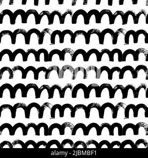Bold wave hand drawn lines seamless pattern. Stock Vector