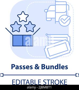 Passes and bundles light blue concept icon Stock Vector