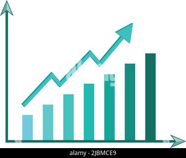 illustration of growing graph increase market and business graph. on white background Stock Vector