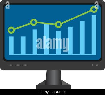 Concept of infographic trading stock market growing for management design, analysis, business, and investment. on monitor Stock Vector