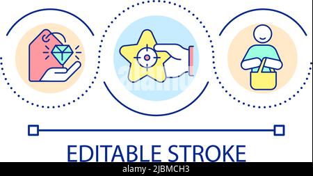 Satisfying customer with product loop concept icon Stock Vector