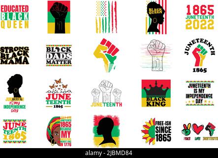 Juneteenth bundle 20 designs, Juneteenth Cliparts Stock Vector