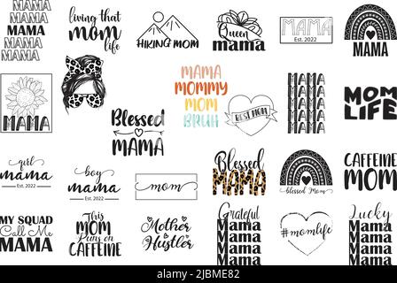 Mom life bundle quotes for mother's day Stock Vector