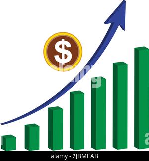 2d rendering Stock market online business concept. business Graph. on white background Stock Vector
