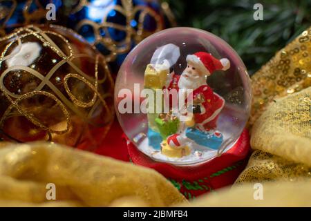 Christmas glass santa ball decoration Stock Photo