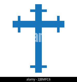 cross symbol blue color. on white background Stock Vector