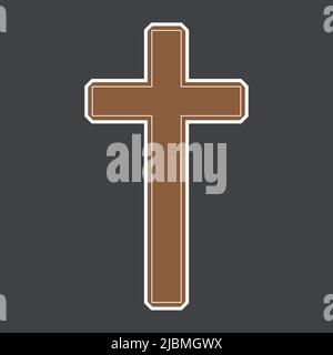 Symbol of a church cross. Christianity religious symbol. on gray background Stock Vector