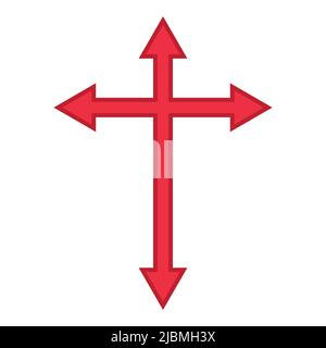 cross icon red color. on white background Stock Vector