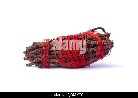Root of Rubia tinctorum for medical use, eating or coloring isolated on white background. Stock Photo