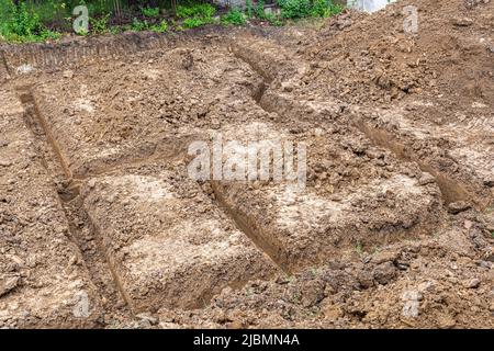 Ground dug for foundation Stock Photo
