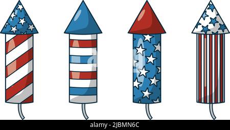 4th of July Fireworks, Fireworks cliparts Stock Vector