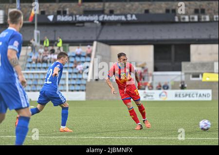 Andorra La Vella, Andorra . 2022 June 6 . Jordi Rubio AND in action in the 2022 Nations League match Andorra 0 - 0 Moldova. Stock Photo