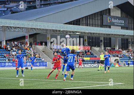 Andorra La Vella, Andorra . 2022 June 6 . Players in action in the 2022 Nations League match Andorra 0 - 0 Moldova. Stock Photo